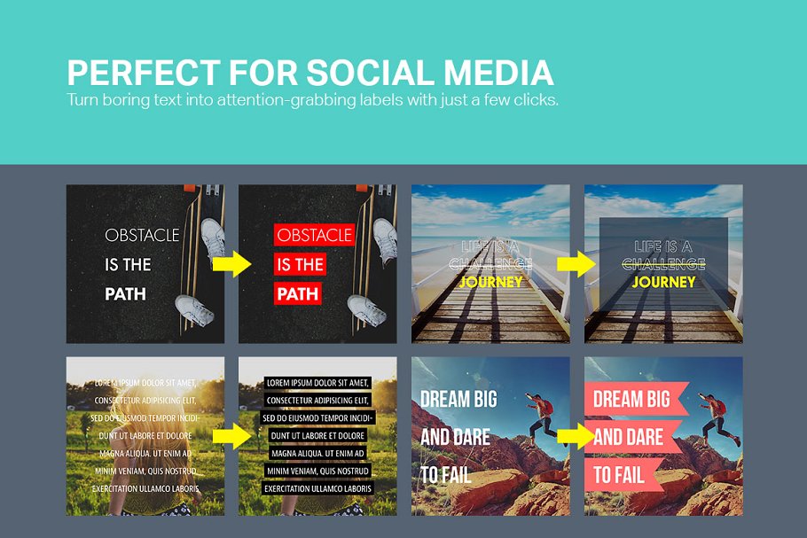 图片文本标题高亮效果PS动作 Text Highlighter Photoshop Actions插图(2)
