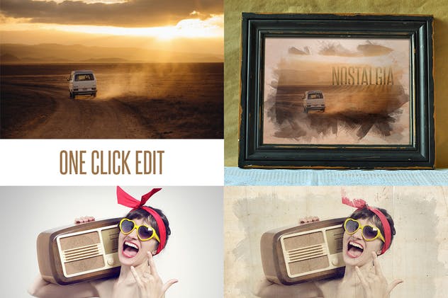 怀旧水彩涂抹人像合成效果PSD分层模板 Nostalgia – Old Watercolor Overlays插图(3)