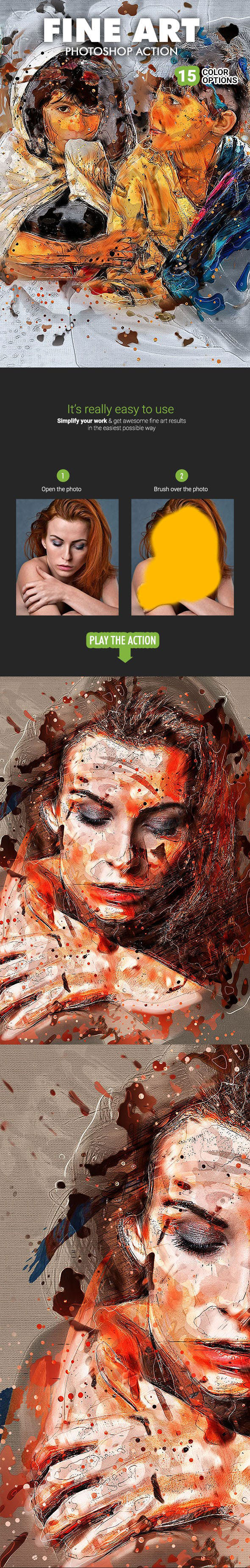 抽象派水彩艺术效果的PS动作 Fine Art Photoshop Action [atn]插图