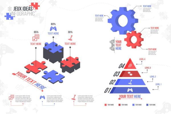 创意idea信息图表矢量设计素材 Jeux Ideas – Infographic