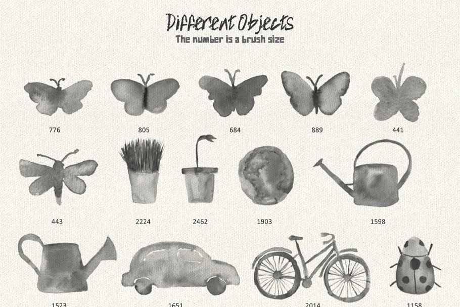 水彩花卉印章PS笔刷 Floral Watercolor PS Stamp Brushes插图(7)