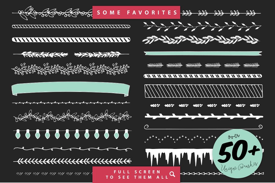 50款冬季森林主题AI笔刷 Winter Forest Illustrator Brushes插图(6)