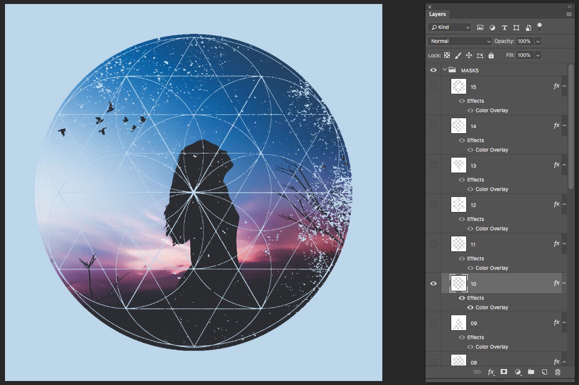 12个破损几何图形背景PSD分层模板 Instagram Textured Geometric Masks插图(4)