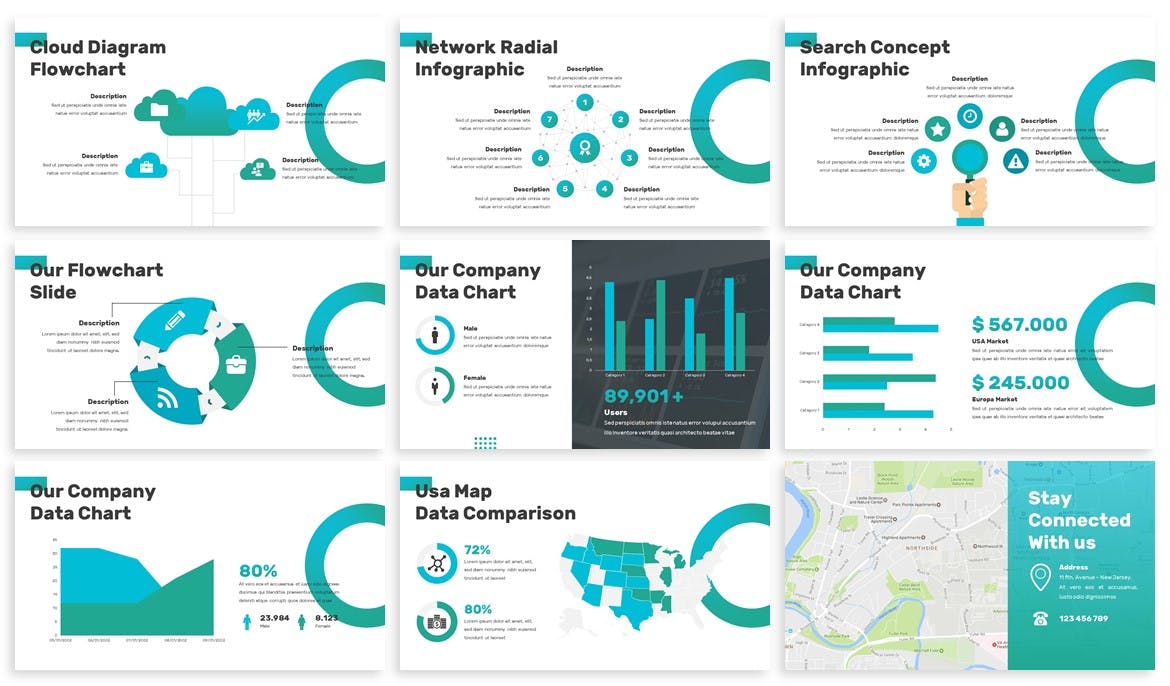 网络科技公司/技术/融资主题素材库精选Keynote模板模板 Insys – Networking Keynote Template插图(3)