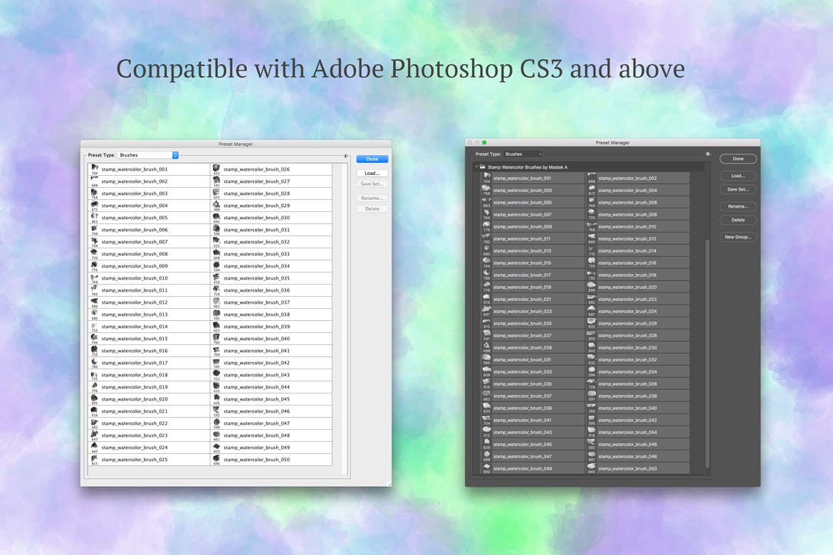 50个手工水彩笔刷笔触图形PS笔刷#1 Watercolor Brush Set #1插图(5)