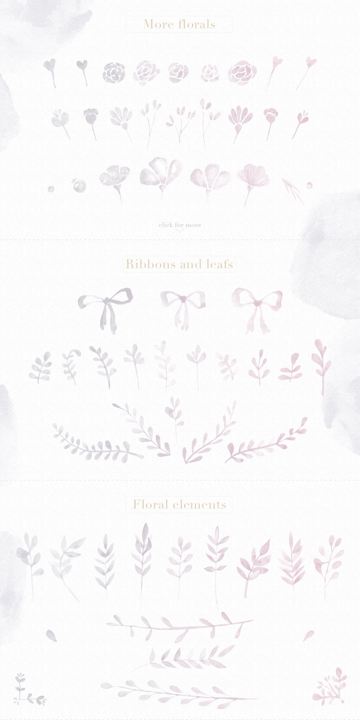 浅灰暗色调花卉元素Photoshop笔刷 Floral Watercolor Photoshop Brushes插图(4)