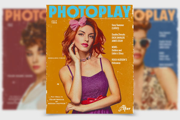 复古电影杂志效果的PS动作 Vintage Movie Magazine Photoshop Action [atn]