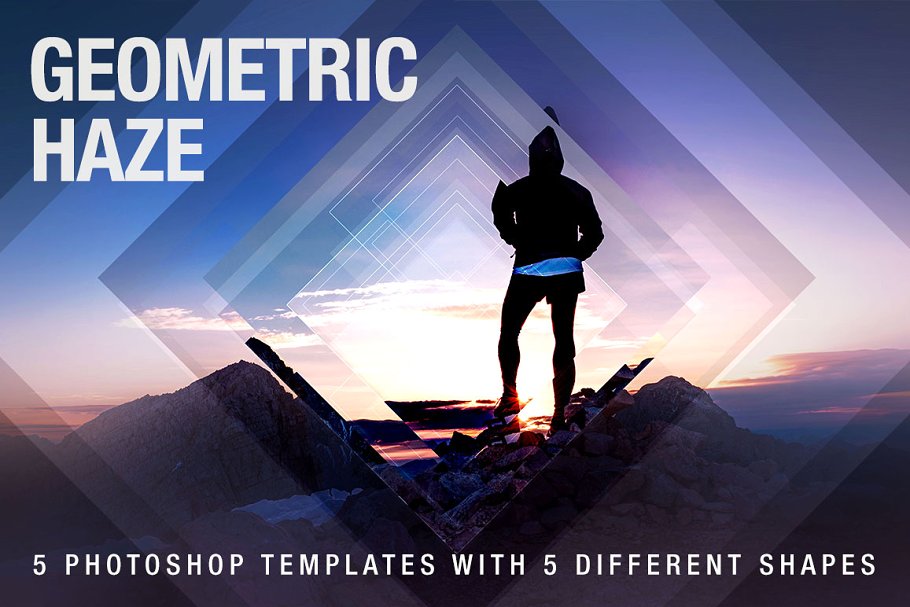 几何科幻照片效果处理PSD模板 Geometric Haze Photoshop Template插图