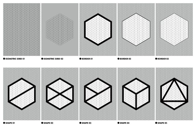 等距网格效果PSD分层模板 Isometric Grid Effects插图(1)