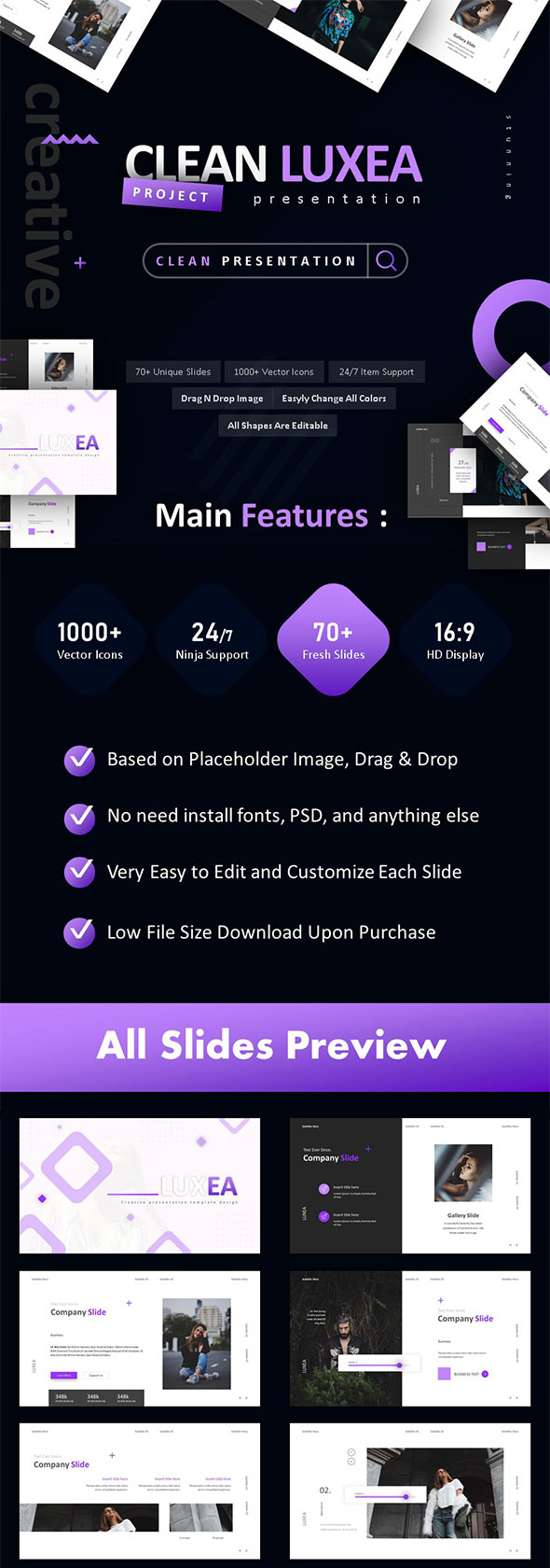 时尚极简多功能的powerpoint幻灯片演示模版 Clean Luxea Powerpoint [pptx]插图