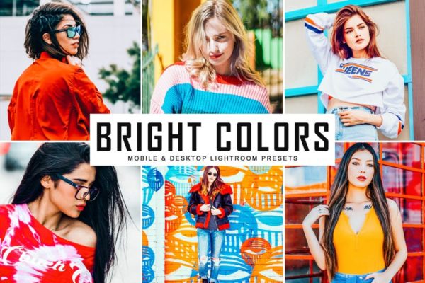 鲜艳多彩流行色调照片后期处理素材库精选LR预设 Bright Colors Mobile &amp; Desktop Lightroom Presets