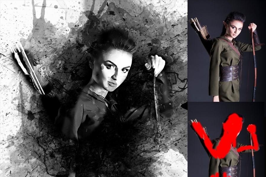 一款泼溅墨水艺术风格效果的PS动作插图(4)