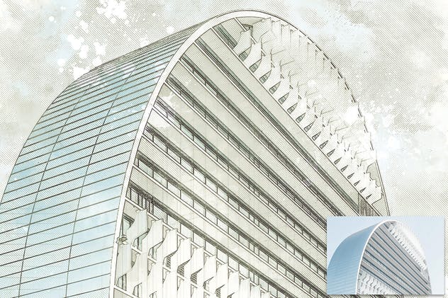 建筑素描草图艺术效果素材库精选PS动作 Architecture Sketch Art PS Actions插图(3)