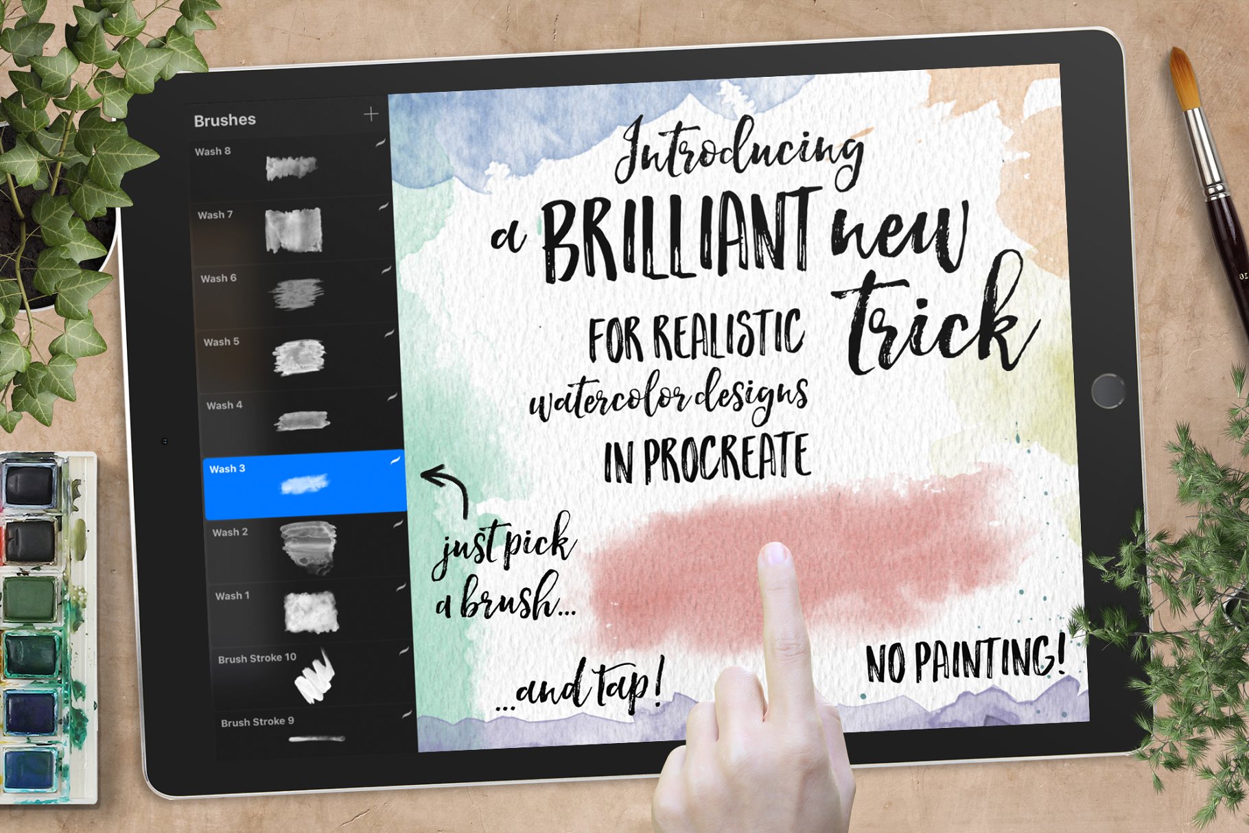 Procreate应用专用水彩印章笔刷 Watercolor Stamps for Procreate插图(1)