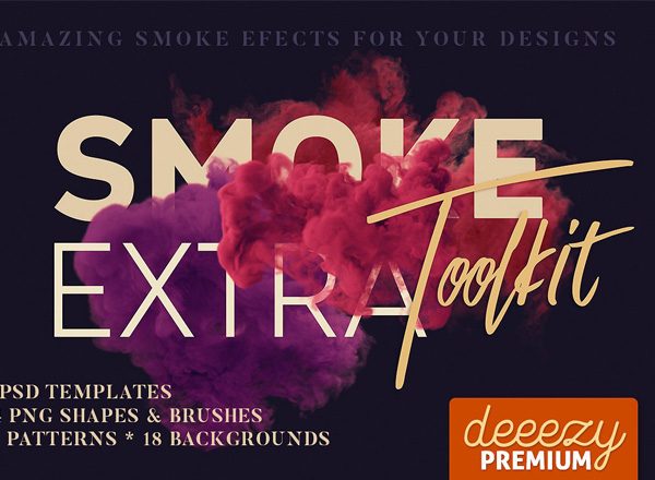PS 彩色烟雾特效扩展包 Smoke Toolkit Extra（烟雾形状、笔刷、背景纹理）