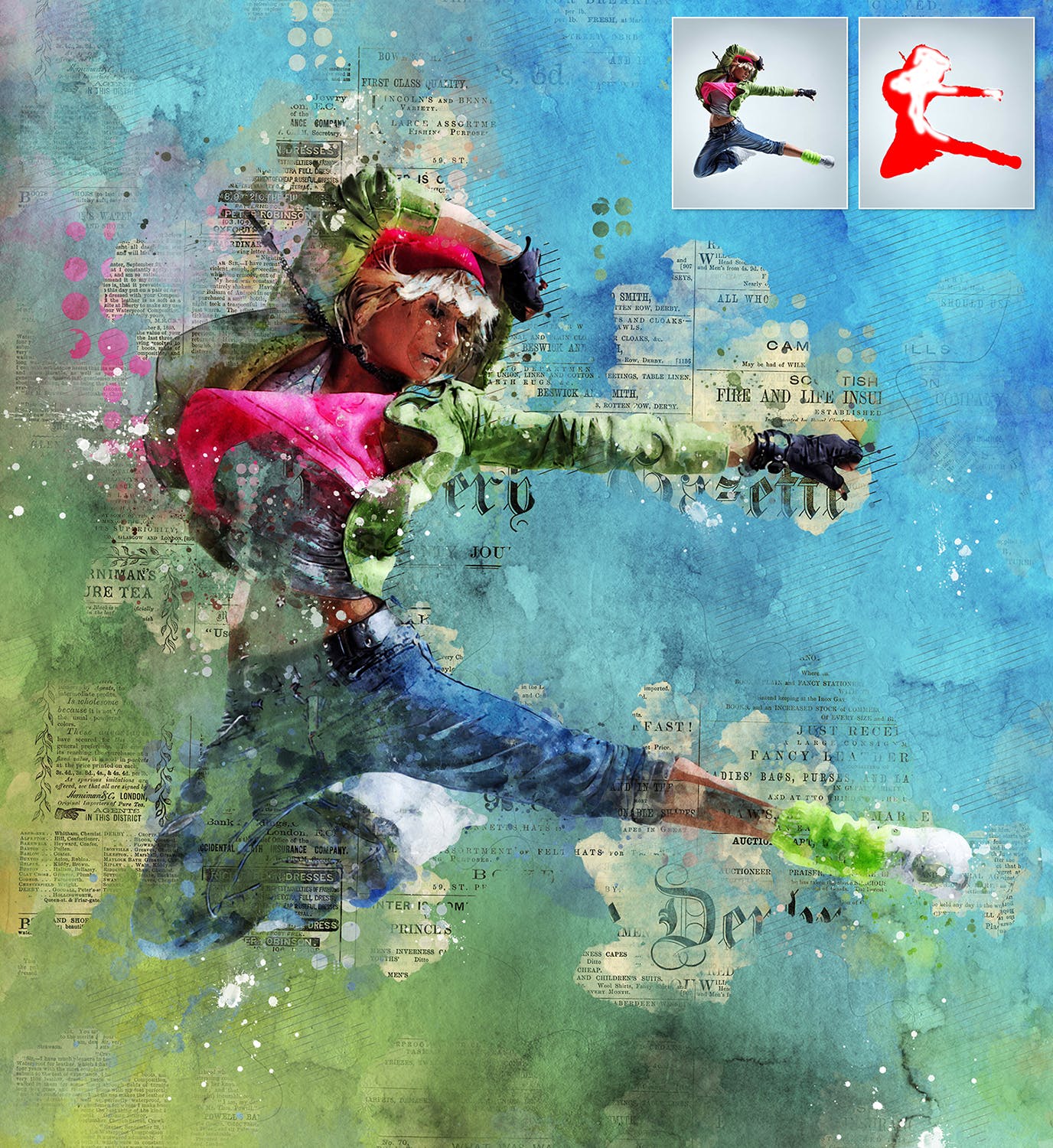 水彩涂鸦混合抽象艺术效果PS动作 Concept Mix Art Photoshop Action插图(1)