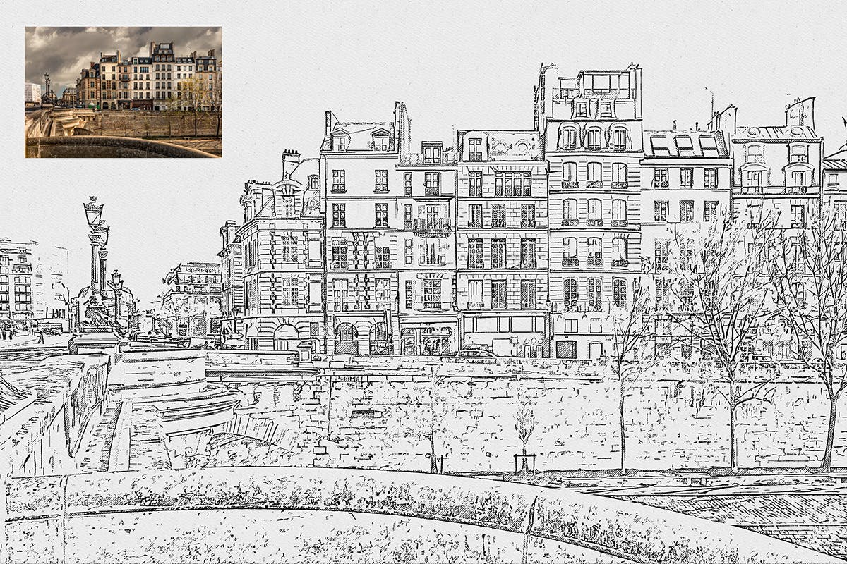 钢笔素描艺术效果PS插件 Pen Sketch Photoshop Plugin插图(1)