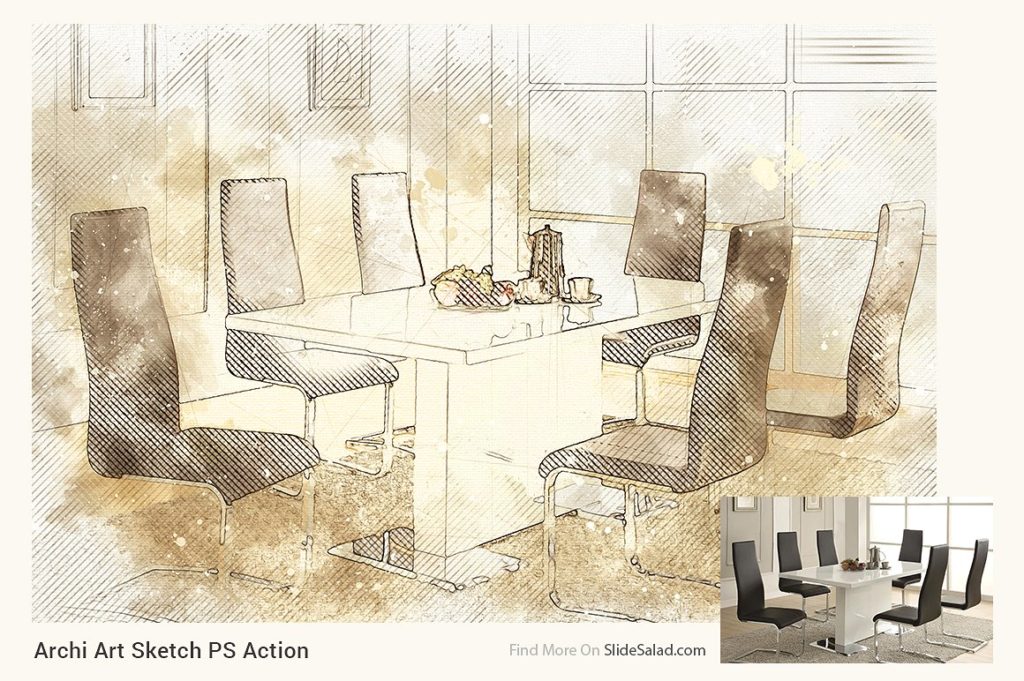 逼真建筑主题艺术素描PS动作 Archi_Art_Sketch_Photoshop_Action_V2插图(5)