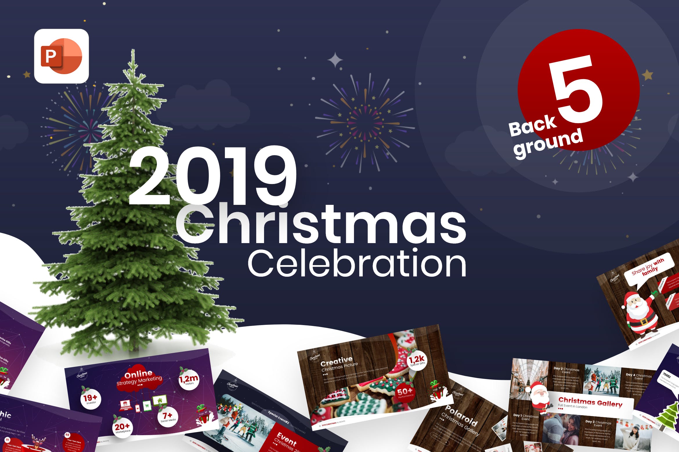 圣诞节活动策划PPT幻灯片设计模板 2019 Christmas Celebration PowerPoint Template插图