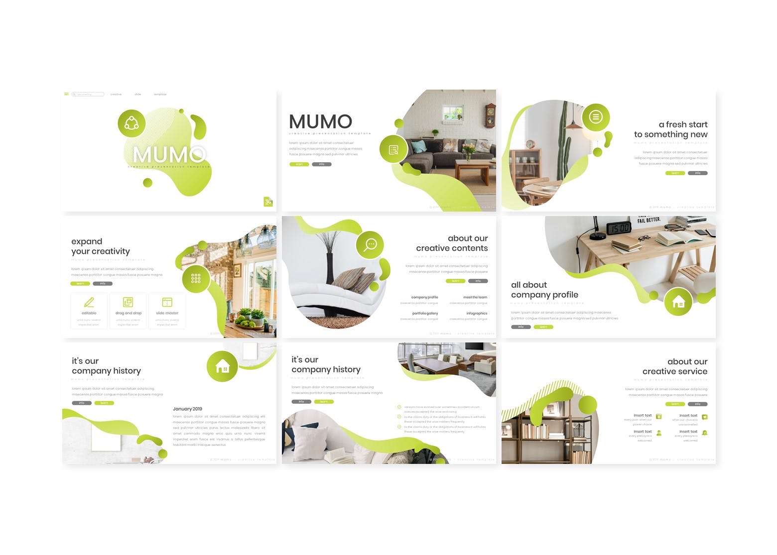 室内设计企业介绍PPT幻灯片模板 Mumo – Powerpoint Template插图(1)