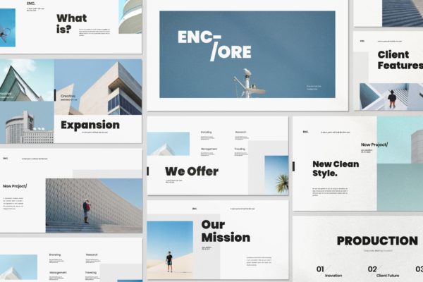 极简主义设计风格建筑设计服务企业适用Keynote模板 Encore – Minimal Business Keynote Corporate