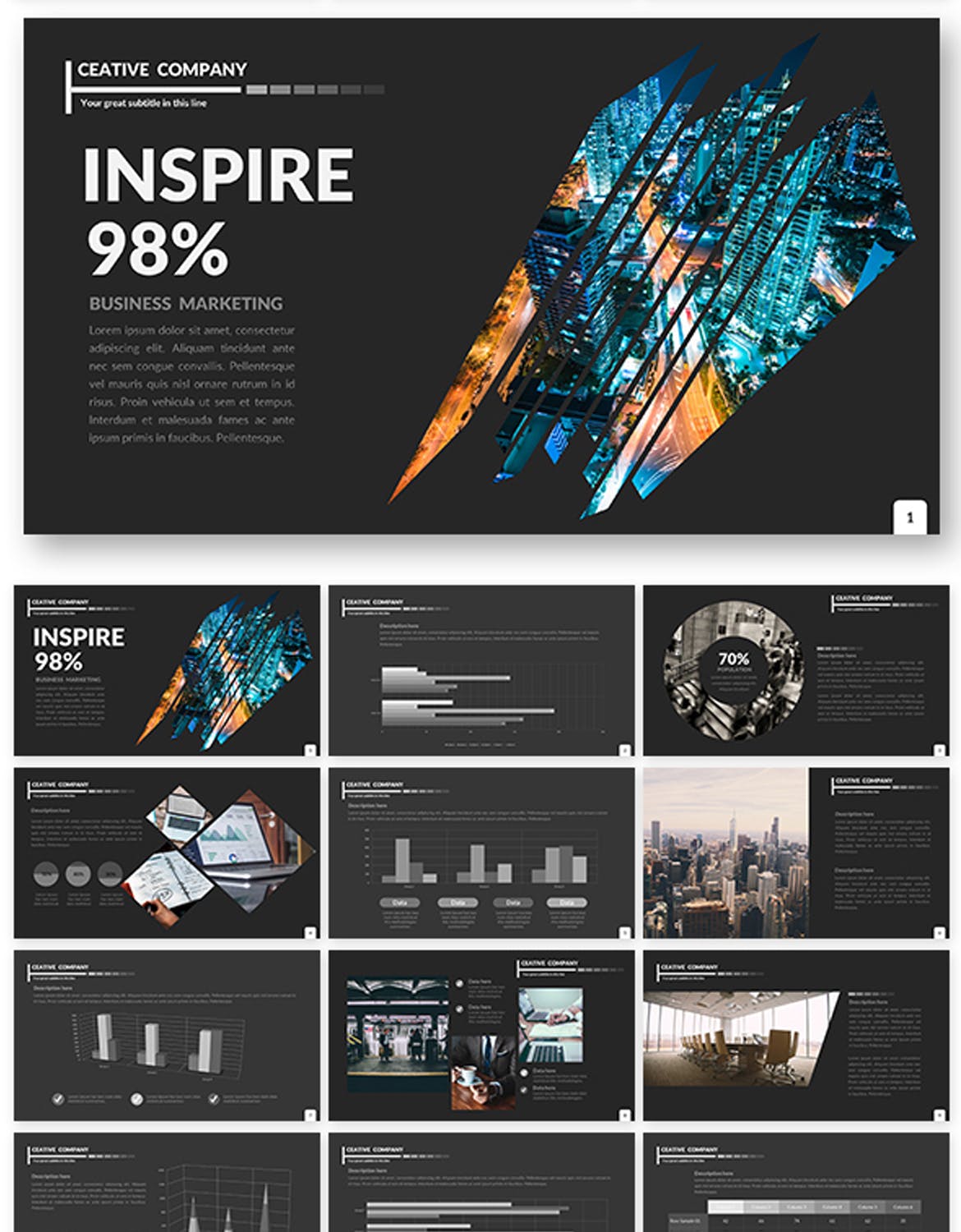 高端商业商务质感的高品质大数据powerpoint幻灯片演示模板（pptx）插图(2)