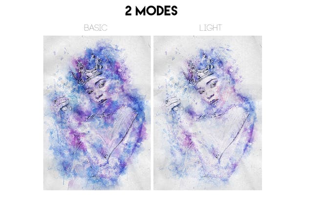 炫彩照片水彩艺术效果生成PS动作 Watercolor Photoshop Action插图(2)