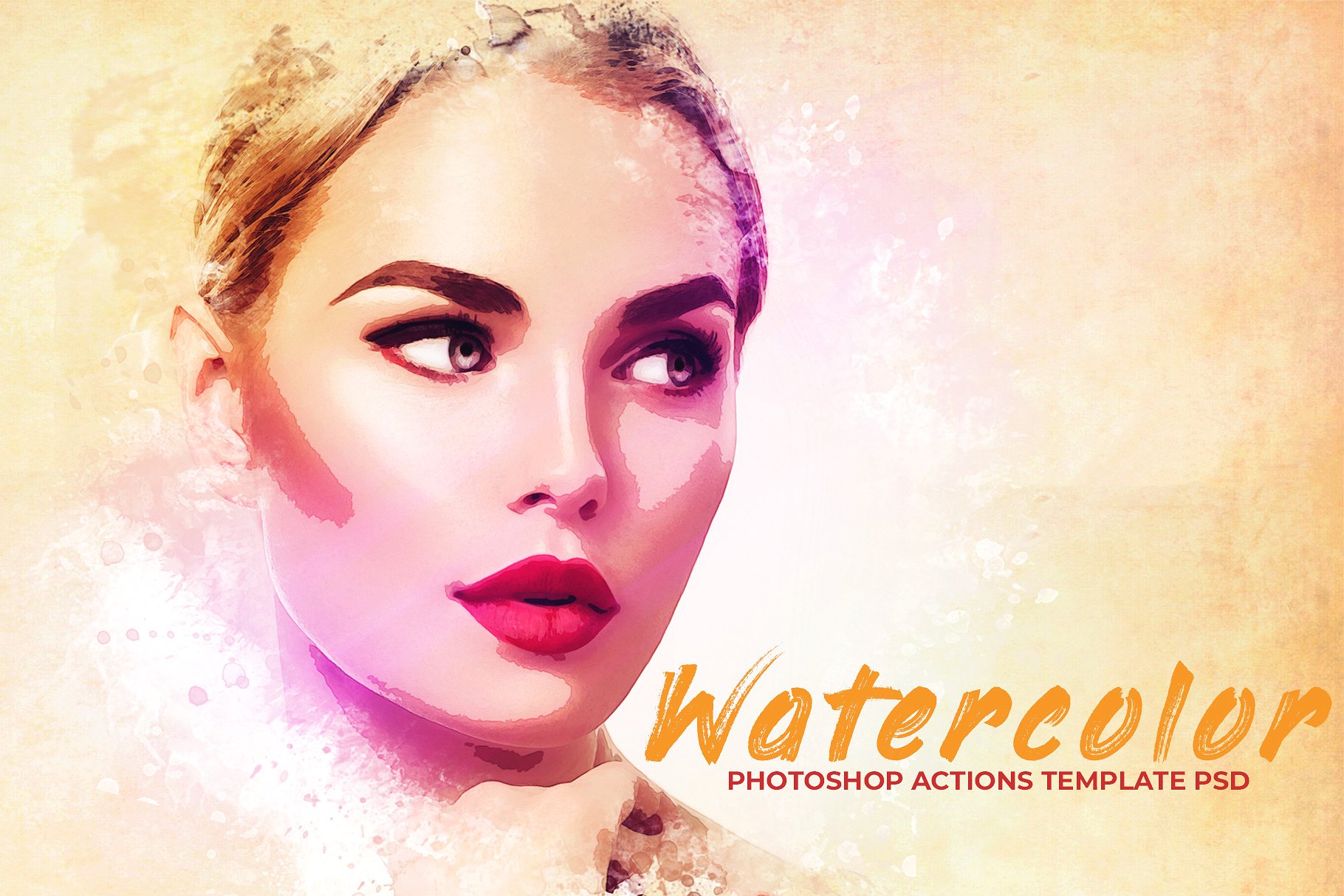 精美水彩艺术照一键生成PS动作 Watercolor Photoshop PSD Template插图