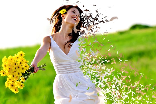 羽毛飘舞类化蝶特效PS动作 Feathers Photoshop Action插图(2)