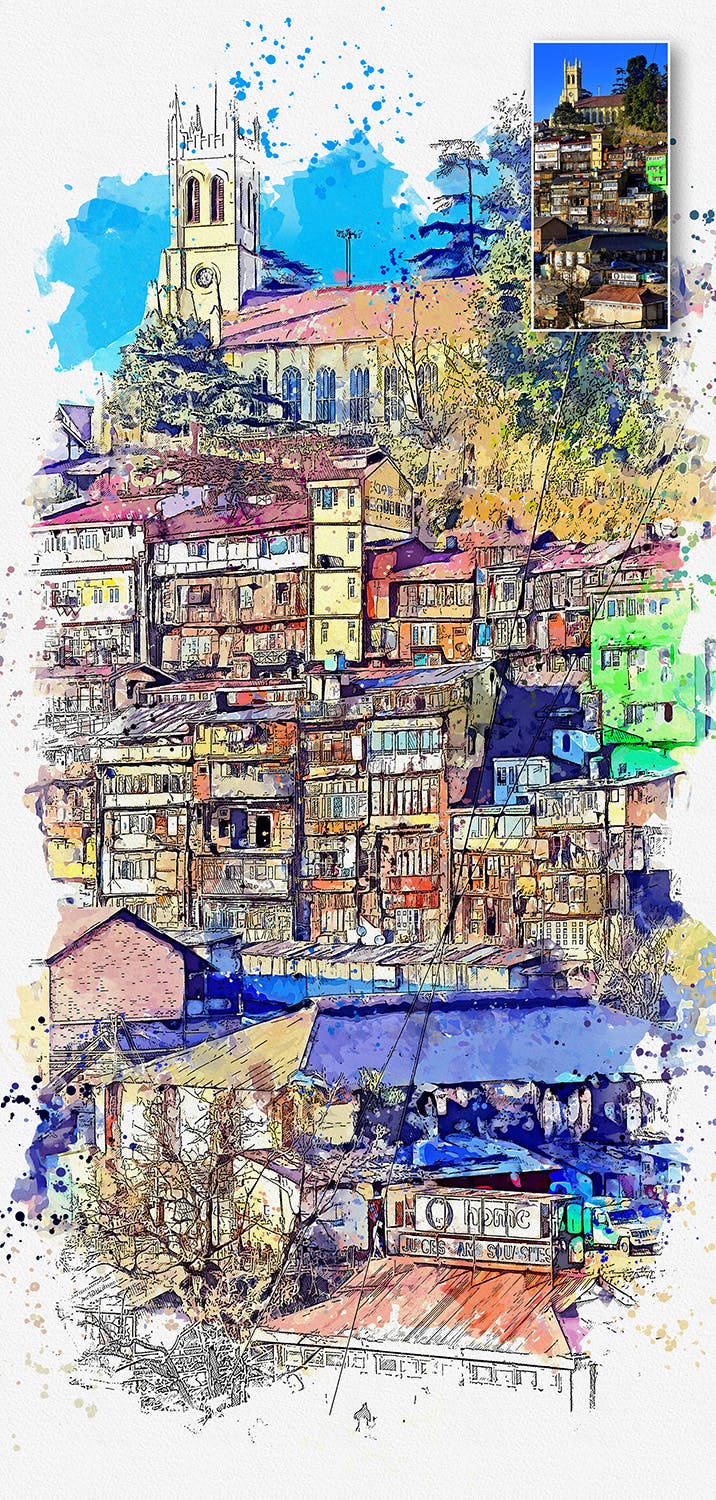 城市速写艺术效果PS动作 Urban Sketch Photoshop Action插图(6)