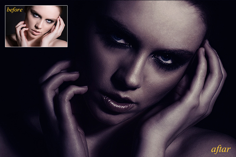 黑暗的HDR人物肖像专业效果Photoshop动作下载插图(1)