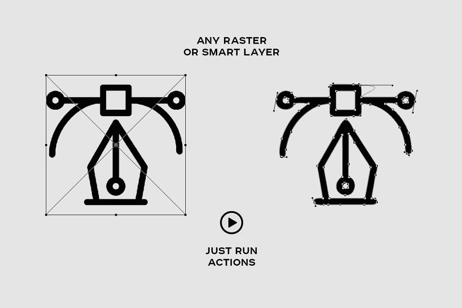 任何层(文本,图形,智能层)转换为形状和路径PS动作 Path & Shape Maker for Photoshop插图(2)