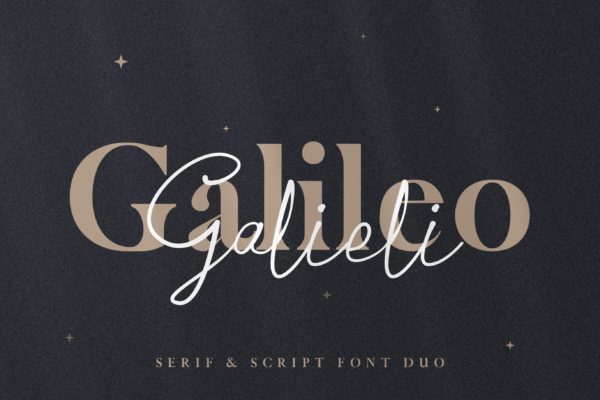 无衬线英文字体&amp;钢笔书法英文字体下载 Galileo Galilei – Serif &amp; Script Duo