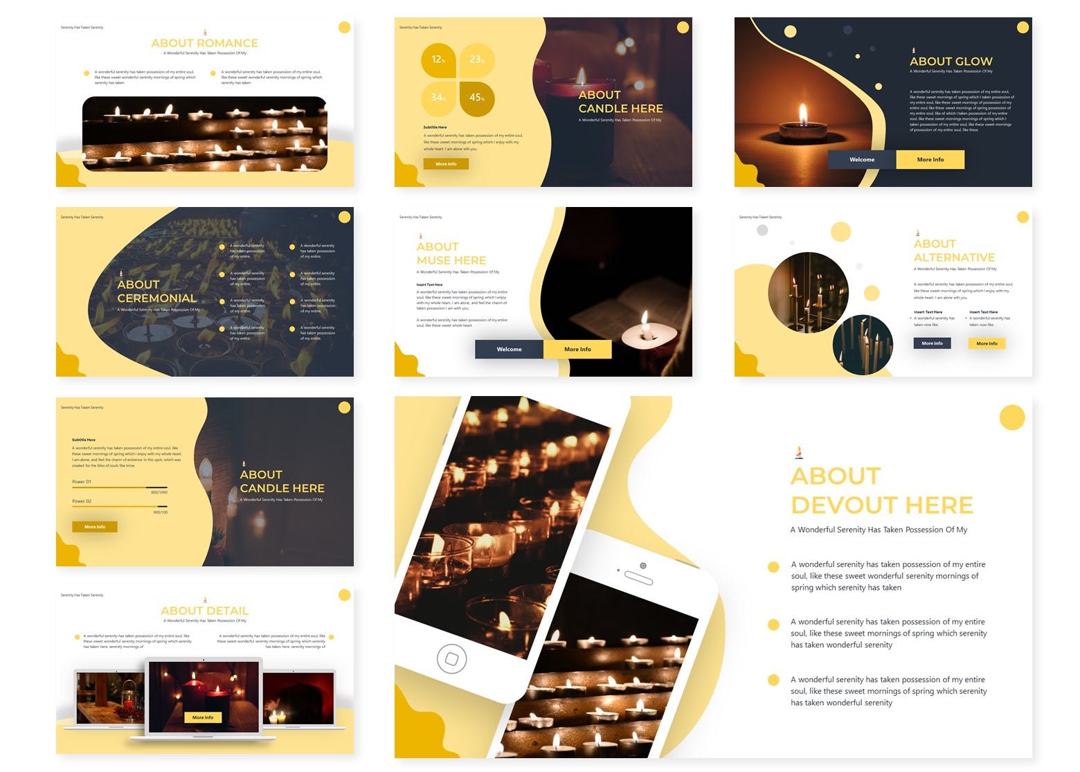 烛光蜡烛元素版式设计素材库精选谷歌演示模板 Candelu | Google Slides Template插图(2)