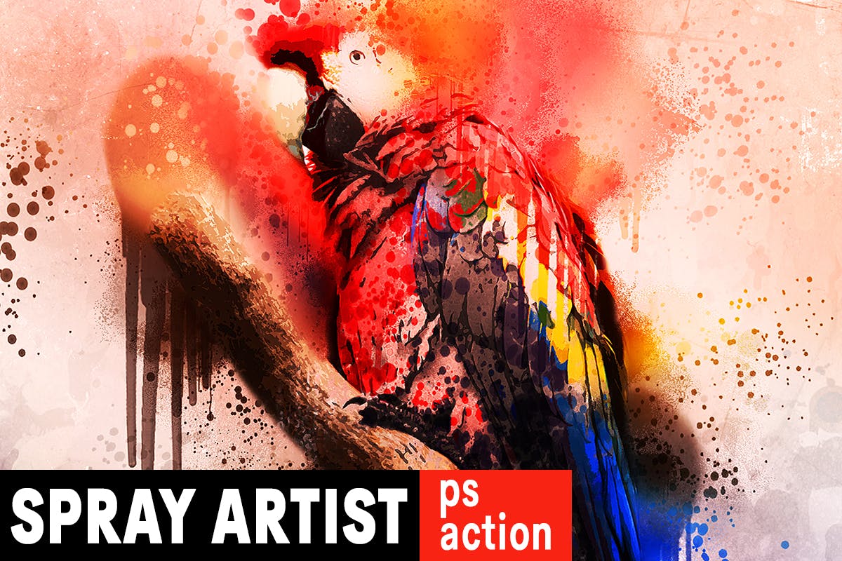 水彩喷溅喷墨照片艺术效果PS动作 Spray Artist Photoshop Action插图