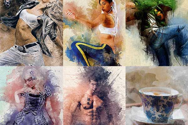 精美水彩效果的PS动作合辑 New Year Photoshop Action Bundle [atn]