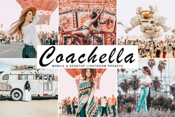 夏季节日色彩照片处理素材库精选LR预设 Coachella Mobile &amp; Desktop Lightroom Presets