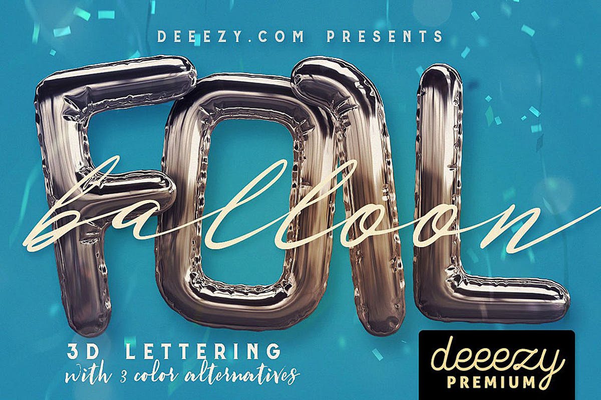 3D金箔气球字体样式PSD分层模板 Foil Balloon – 3D Lettering插图