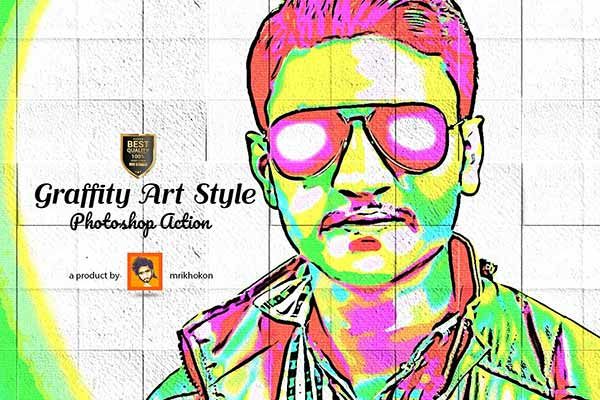 照片转艺术插画效果PS动作 Graffity Art Style Photoshop Action [atn]