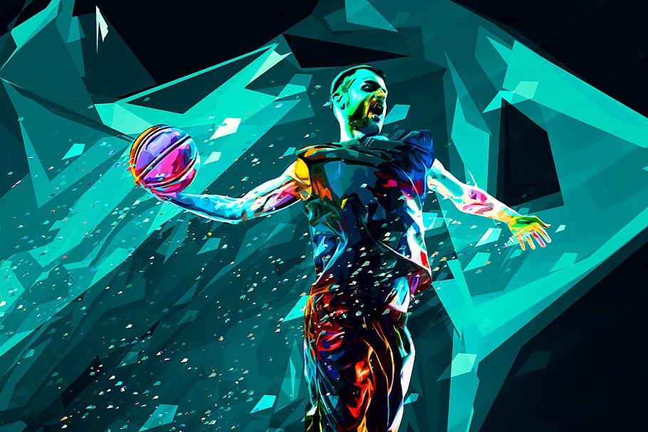 炫酷几何低多边形绘画效果PS动作 Fusion Photoshop Actions Set插图(4)