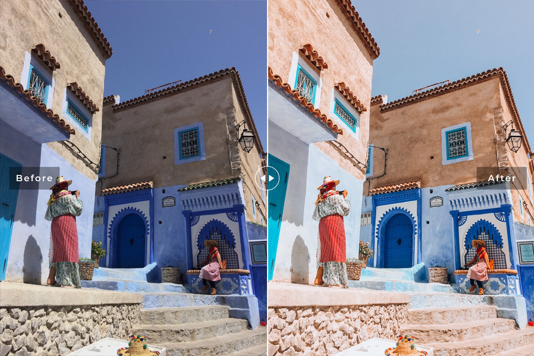 天蓝色调/褪色增强日落照片后期处理素材库精选LR预设 Chefchaouen Mobile & Desktop Lightroom Presets插图(4)