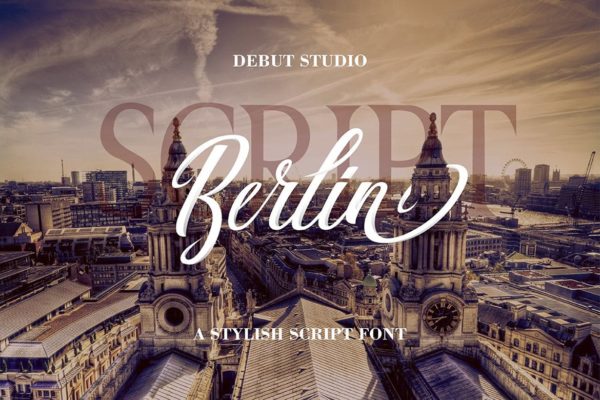 笔刷手写英文字体设计&amp;版式设计衬线字体 Berlin Script + Great Serif