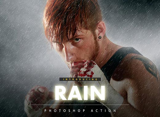 逼真的下雨特效PS动作 Rain Photoshop Action