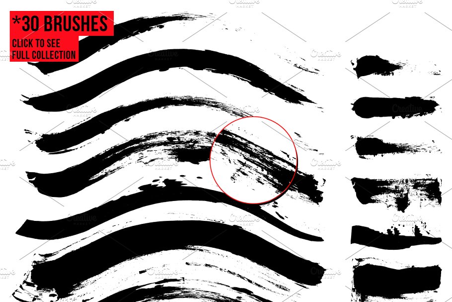 淋漓洋洋洒洒苍劲有力画笔笔画AI笔刷 Snarl Vector Brushes插图(1)