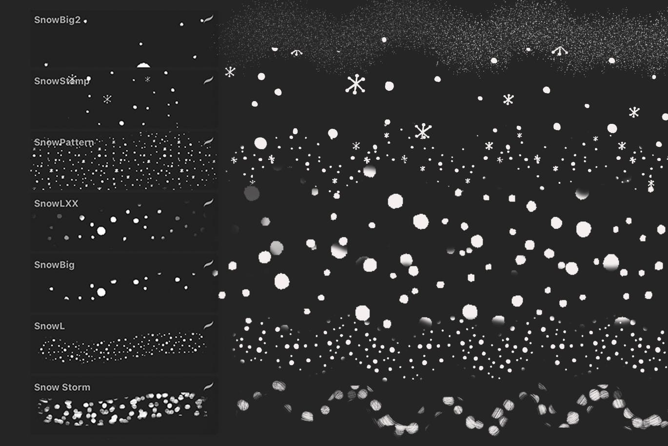 雪景手绘必备利器-Procreate雪花图案笔刷 Snow Brushes for Procreate插图(2)