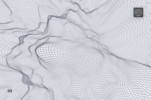 抽象网络信号波纹图案PS笔刷 Network Turbulence Photoshop Brushes插图(3)