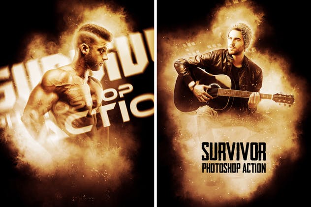 非常逼真的战争烟火效果PS动作 Survivor Photoshop Action插图(2)