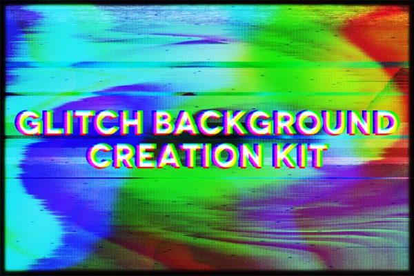 失真抽象信号丢失照片效果处理PS动作 Glitch Background Creation Kit