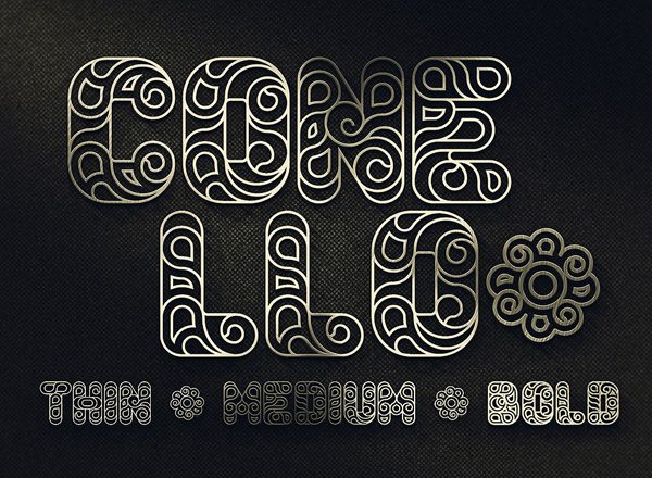复古纹理镂空创意字体 Conello – Display Font