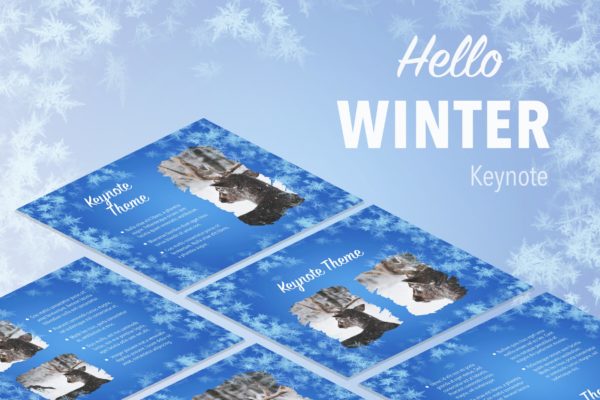 冬天雪花背景素材库精选Keynote模板下载 Hello Winter Keynote Template